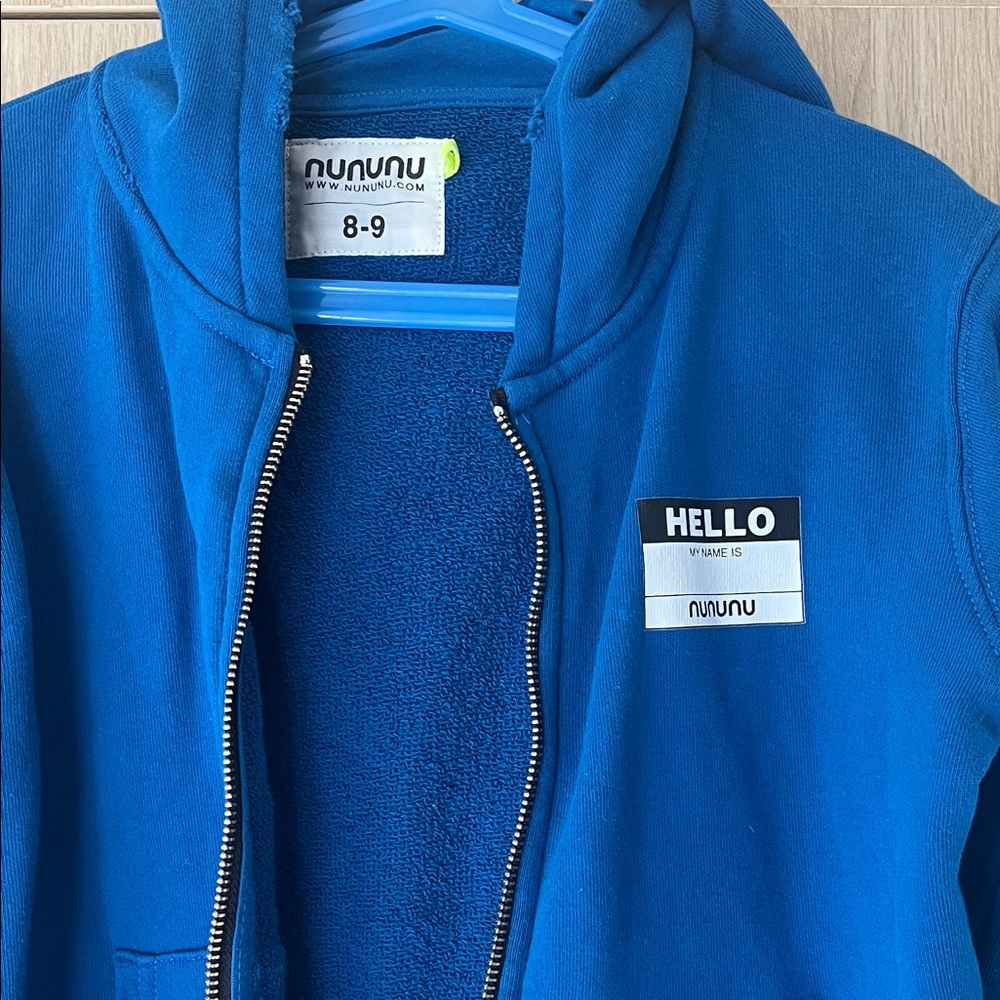 nununu Royal Blue 'HELLO' Zip Hoodie
